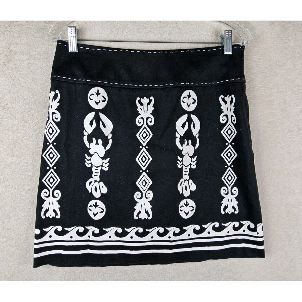 Etcetera Women's Lobster Beach Print Straight Skirt Size 8